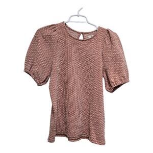 Madewell Rust Floral Puff Sleeve Top Womens Small Keyhole Back